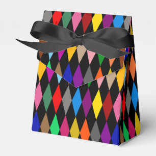 Farbenfrohes Harlequin-Diamanten-Design Schwarz Geschenkschachtel