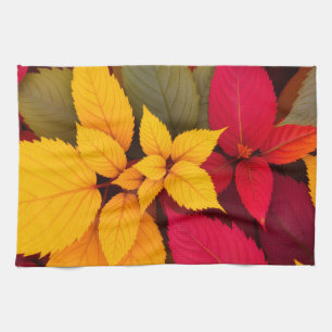 Farbenfrohes Herbstlaub Botanisches Design Geschirrtuch
