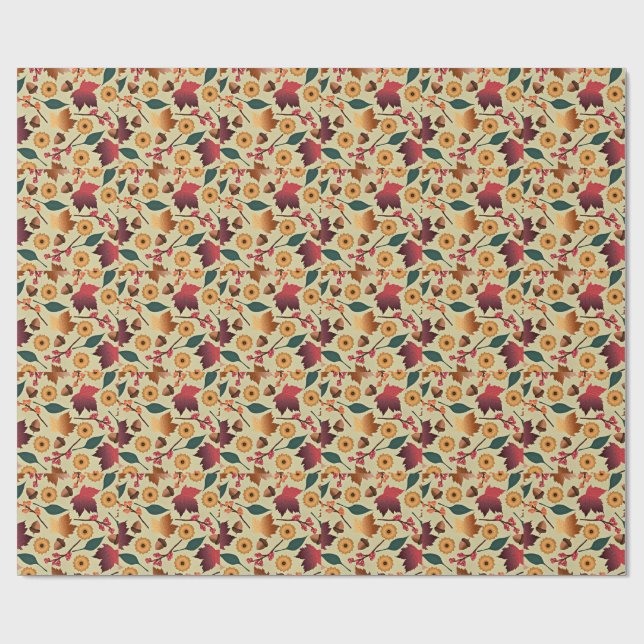 Farbenfrohes Herbstmuster Geschenkpapier (Flach)