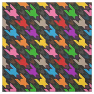 Farbenfrohes Houndstooth-Muster Schwarz Stoff