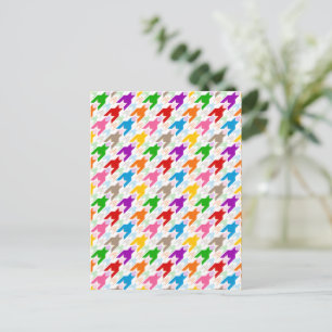Farbenfrohes Houndstooth-Muster Weiß Postkarte