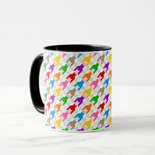 Farbenfrohes Houndstooth-Muster Weiß  Tasse