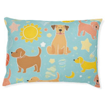 Farbenfrohes Hundebett mit Pfotenabdruck | Spiel T
