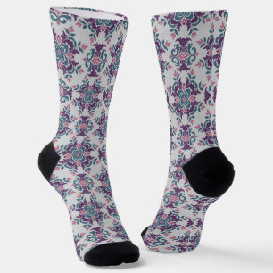 Farbenfrohes Ikat-Blumenmotiv-Muster Socken