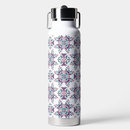 Farbenfrohes Ikat-Blumenmotiv-Muster Trinkflasche