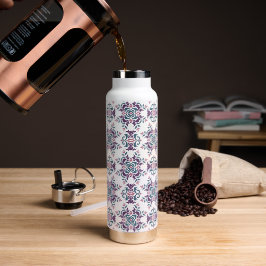 Farbenfrohes Ikat-Blumenmotiv-Muster Trinkflasche