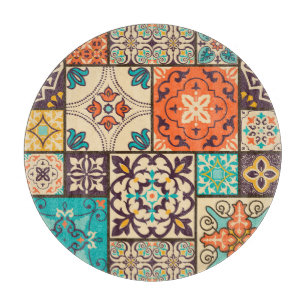 Farbenfrohes islamisches Patchwork: Vintage-Fliese Schneidebrett