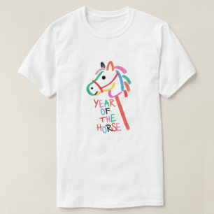 Farbenfrohes "Jahr des Pferdes" Steckenpferd T-Shirt