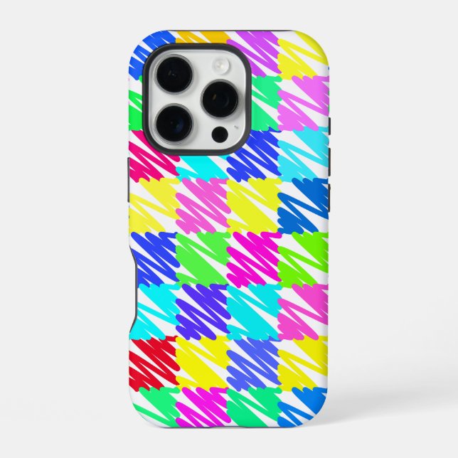 Farbenfrohes Karomuster-Design iPhone 16 Pro Hülle (Rückseite)