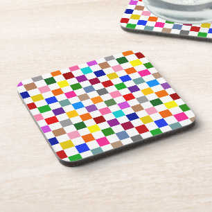 Farbenfrohes Karomuster Design Weiß  Getränkeuntersetzer