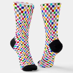 Farbenfrohes Karomuster Design Weiß  Socken