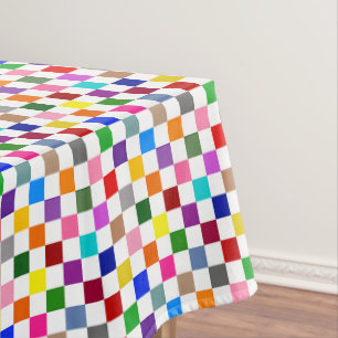 Farbenfrohes Karomuster Design Weiß Tischdecke