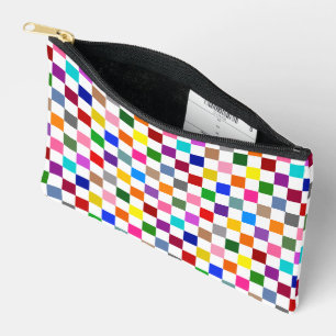 Farbenfrohes Karomuster Design Weiß Zubehörtasche