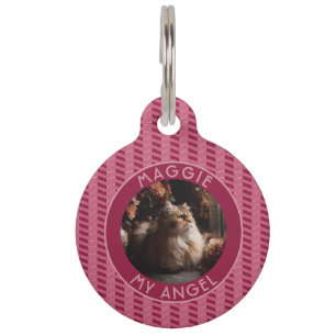Farbenfrohes Katzenbesitzer-Geschenk Chevron-Geome Haustiermarke