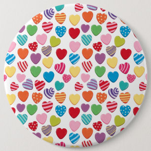 farbenfrohes Kaugummi Valentinstag Herz Muster Button