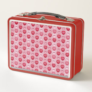 farbenfrohes Kaugummi Valentinstag Herz Muster Metall Brotdose