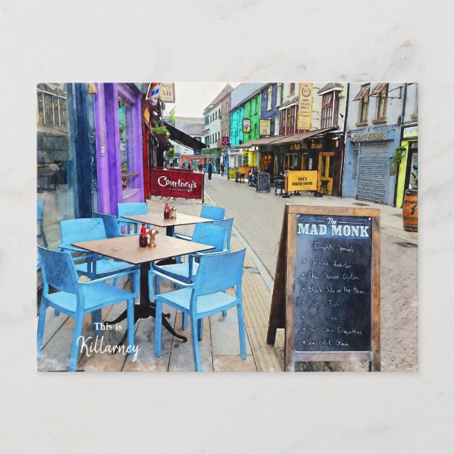 Farbenfrohes Killarney-Irland Postkarte (Vorderseite)