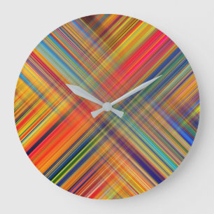 Farbenfrohes Kriss-Kreuz-Muster Große Wanduhr