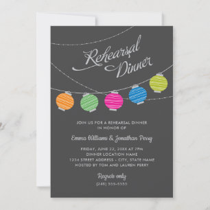 Farbenfrohes Laternen-Hochzeitsprobedinner Einladung