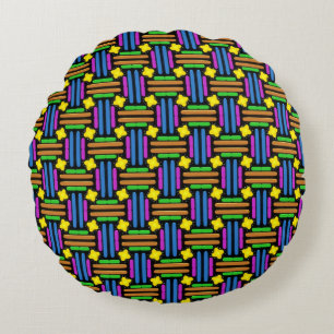Farbenfrohes, lebendiges geometrisches Muster Rundes Kissen