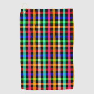 Farbenfrohes, lebendiges Gingham-Karomuster Design Golfhandtuch