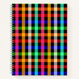 Farbenfrohes, lebendiges Gingham-Karomuster Design Notizbuch