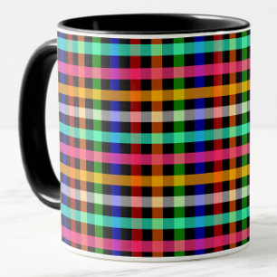 Farbenfrohes, lebendiges Gingham-Karomuster Design Tasse