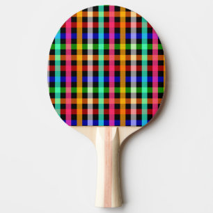Farbenfrohes, lebendiges Gingham-Karomuster Design Tischtennis Schläger
