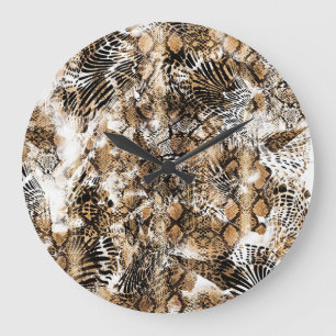 Farbenfrohes Leopard-Zebra-Tarnmuster Große Wanduhr