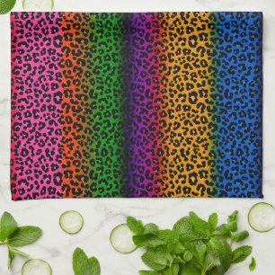 Farbenfrohes Leoparden-Tierdruck-Design Geschirrtuch