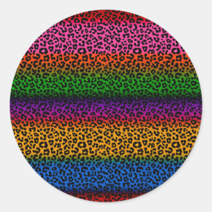 Farbenfrohes Leoparden-Tierdruck-Design  Runder Aufkleber