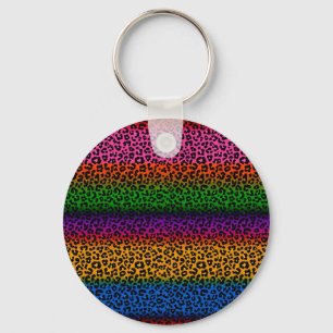 Farbenfrohes Leoparden-Tierdruck-Design Schlüsselanhänger
