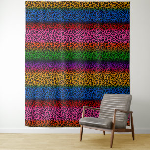 Farbenfrohes Leoparden-Tierdruck-Design Wandteppich