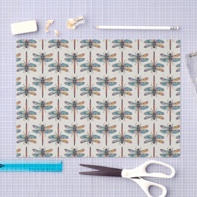 Farbenfrohes Libellenmuster Seidenpapier (Handwerk)