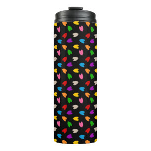 Farbenfrohes Liebesherzen Musterdesign Schwarz Thermosbecher