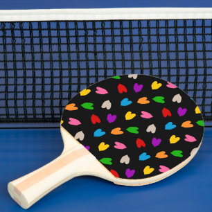 Farbenfrohes Liebesherzen Musterdesign Schwarz Tischtennis Schläger