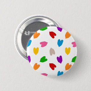 Farbenfrohes Liebesherzen Musterdesign Weiß Button