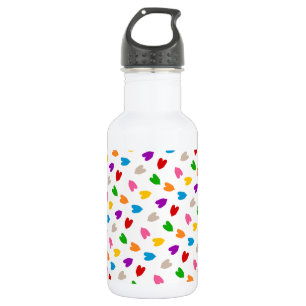 Farbenfrohes Liebesherzen Musterdesign Weiß  Edelstahlflasche