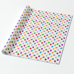 Farbenfrohes Liebesherzen Musterdesign Weiß  Geschenkpapier