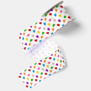 Farbenfrohes Liebesherzen Musterdesign Weiß Satinband