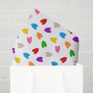 Farbenfrohes Liebesherzen Musterdesign Weiß Seidenpapier