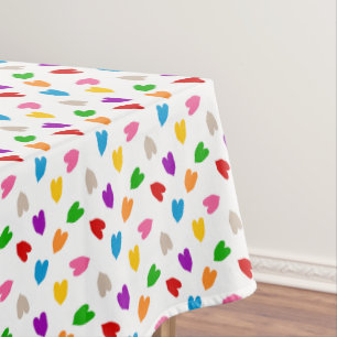Farbenfrohes Liebesherzen Musterdesign Weiß Tischdecke