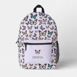 Farbenfrohes Lila Mädchen-Schmetterlinge Muster Mo Bedruckter Rucksack