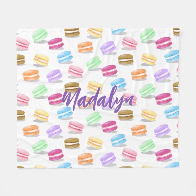 farbenfrohes Macarons-Muster Fleecedecke (Vorderseite (Horizontal))