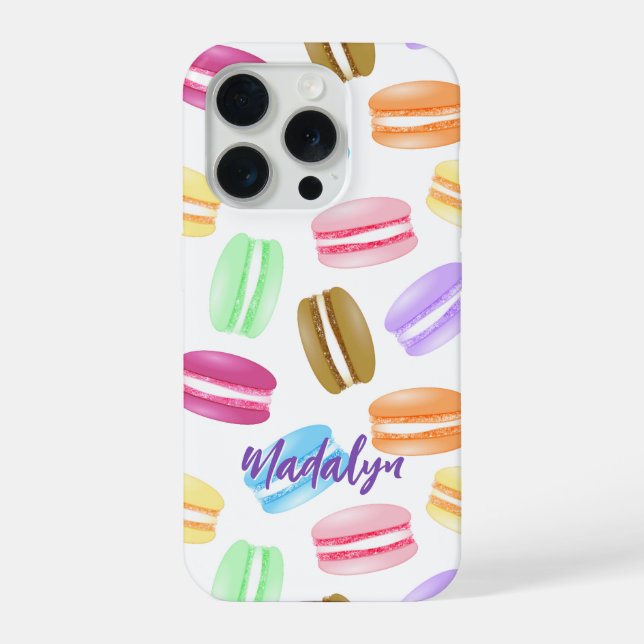 farbenfrohes Macarons-Muster iPhone 15 Pro Hülle (Rückseite)