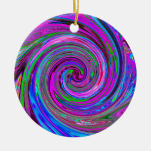 Farbenfrohes Magenta-Wirbel-Retro-Abstract-Design Keramik Ornament