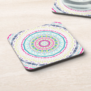 farbenfrohes Mandala Getränkeuntersetzer