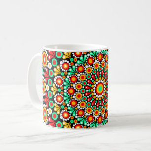 Farbenfrohes Mandala-Muster Boho-Punkt Kaffeetasse