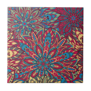 Farbenfrohes Mandala-Muster Fliese