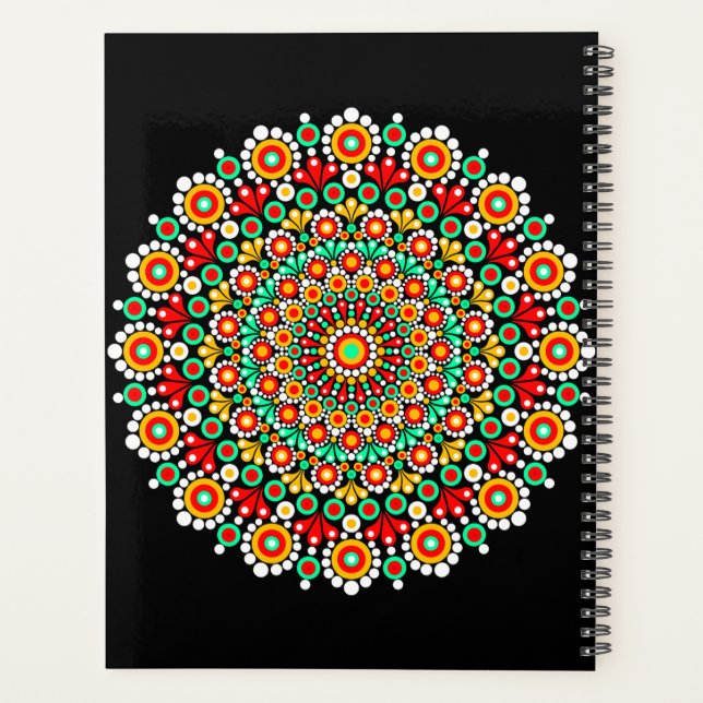 Farbenfrohes Mandala-Muster Planer Boho Punkt  (Rückseite)